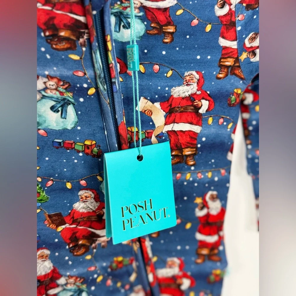 Posh Peanut Santa Claus Footie Zippered One Piece New Bamboo Sz 3-6 m‎